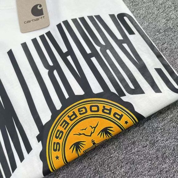 CARHARTT White Letter Yellow Icon T-Shirt - White Short Sleeve - Picture 9 of 11